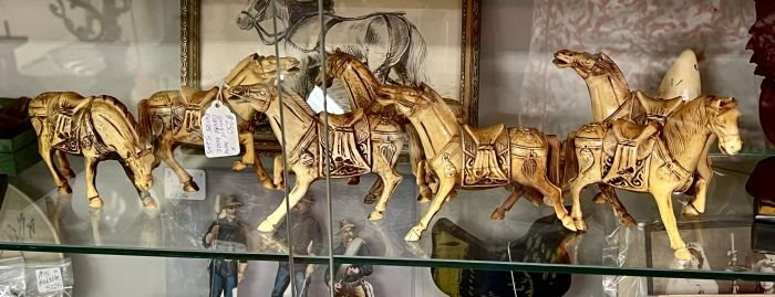 Antique hand-carved bone horses